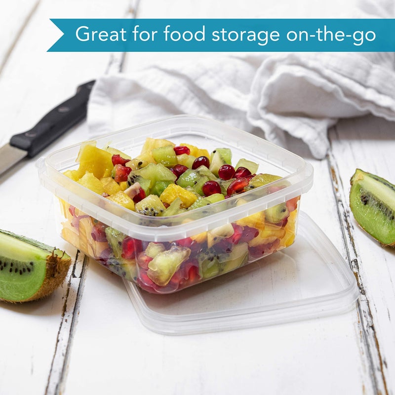 NYHI 8 oz 20 Pack Square Clear Deli Containers with Lids Disposable BPA Free Square Plastic Food Storage Containers with Lids Airtight for Meal Prep Take Out Kitchen - Image 2